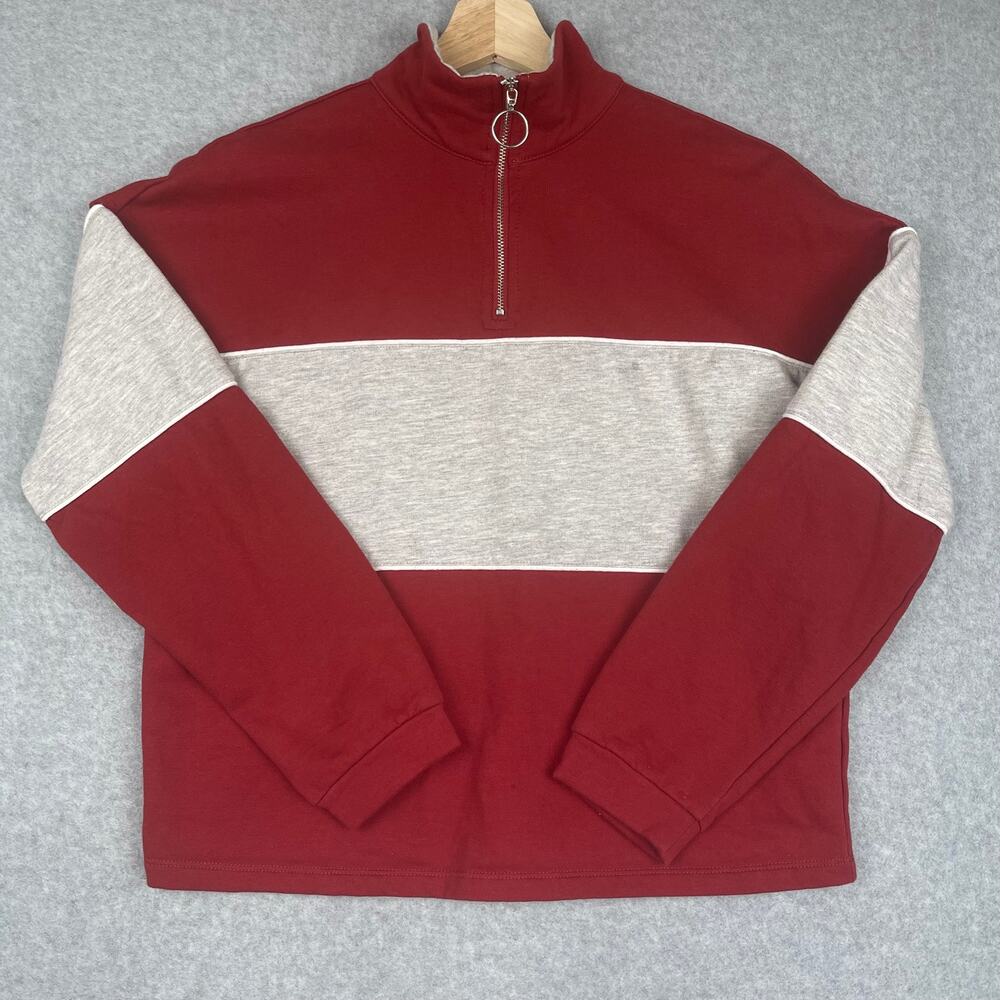 Mixed Threads Striped Collared Sweater With Zipper Size Small